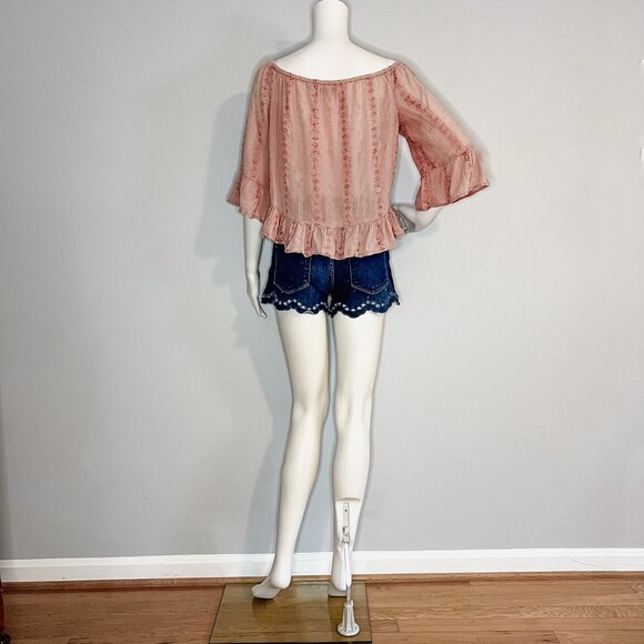 Zara Peplum Ruffled Light Pink Coral Top - Picture 3 of 4